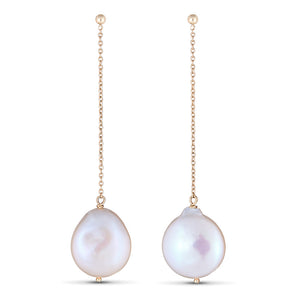Hanging Coin Pearl Earrings